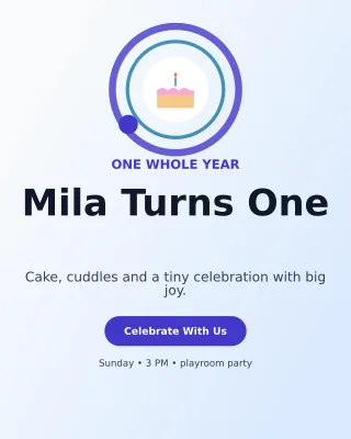 Orbit First Birthday Portrait Post — editable white family announcement template, instagram portrait