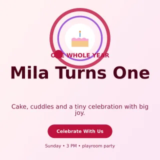 Orbit First Birthday Square Post — editable white family announcement template, instagram post