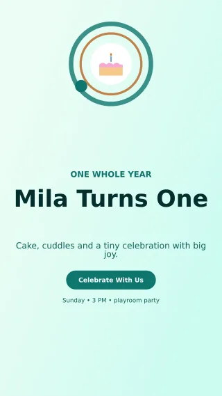 Orbit First Birthday Story — editable white family announcement template, story / reel