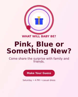 Orbit Gender Reveal Portrait Post — editable white family announcement template, instagram portrait