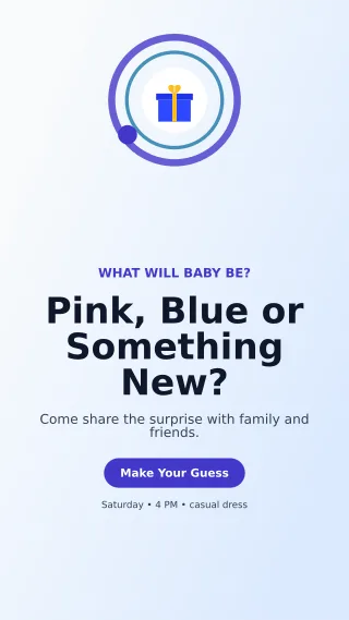 Orbit Gender Reveal Story — editable white family announcement template, story / reel