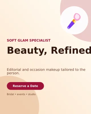 Aurora Makeup Artist Portrait Post — editable white beauty and fashion template, instagram portrait