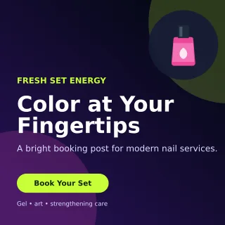 Aurora Nail Studio Square Post — editable black beauty and fashion template, instagram post