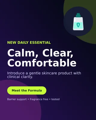 Aurora Skincare Launch Portrait Post — editable black beauty and fashion template, instagram portrait