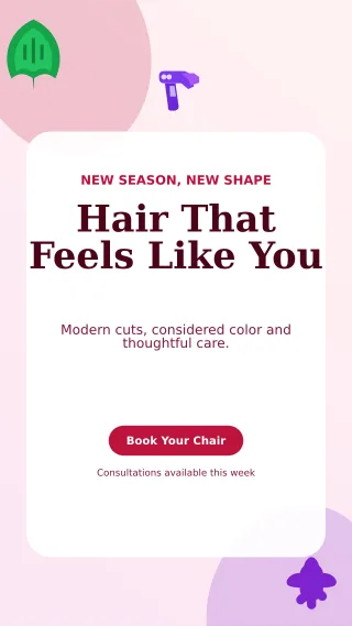 Botanical Hair Salon Story — editable white beauty and fashion template, story / reel