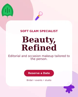 Botanical Makeup Artist Portrait Post — editable white beauty and fashion template, instagram portrait