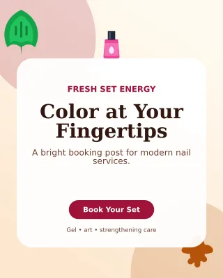 Botanical Nail Studio Portrait Post — editable white beauty and fashion template, instagram portrait