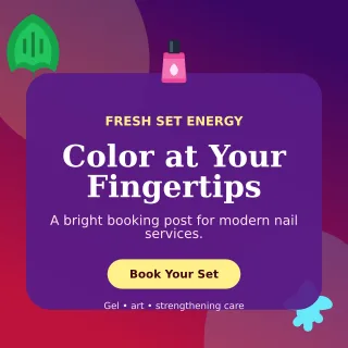 Botanical Nail Studio Square Post — editable purple beauty and fashion template, instagram post