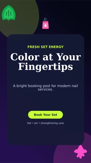 Botanical Nail Studio Story — editable black beauty and fashion template, story / reel