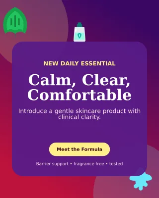 Botanical Skincare Launch Portrait Post — editable purple beauty and fashion template, instagram portrait