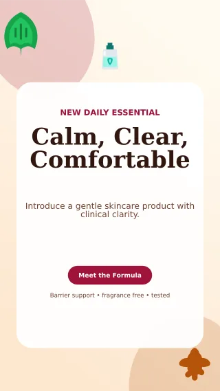 Botanical Skincare Launch Story — editable white beauty and fashion template, story / reel