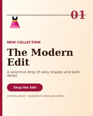 Editorial Fashion Boutique Portrait Post — editable white beauty and fashion template, instagram portrait