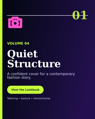 Editorial Fashion Lookbook Portrait Post — editable black beauty and fashion template, instagram portrait