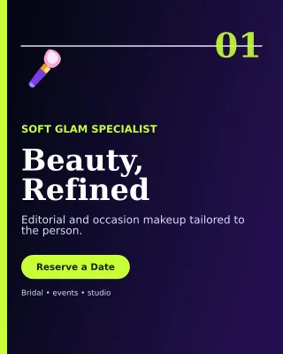 Editorial Makeup Artist Portrait Post — editable black beauty and fashion template, instagram portrait