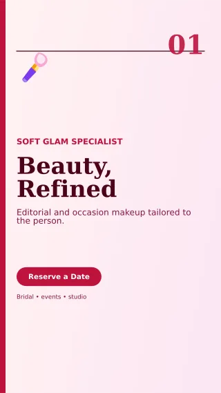 Editorial Makeup Artist Story — editable white beauty and fashion template, story / reel