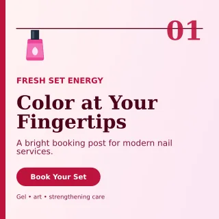 Editorial Nail Studio Square Post — editable white beauty and fashion template, instagram post