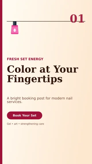 Editorial Nail Studio Story — editable white beauty and fashion template, story / reel
