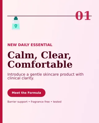 Editorial Skincare Launch Portrait Post — editable white beauty and fashion template, instagram portrait