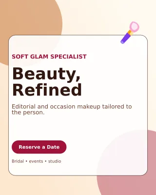 Glass Makeup Artist Portrait Post — editable white beauty and fashion template, instagram portrait