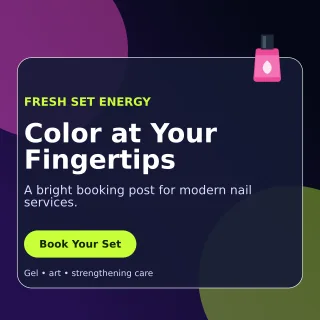 Glass Nail Studio Square Post — editable black beauty and fashion template, instagram post