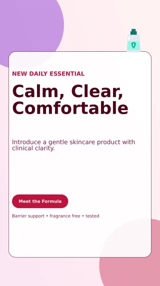 Glass Skincare Launch Story — editable white beauty and fashion template, story / reel