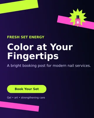Kinetic Nail Studio Portrait Post — editable black beauty and fashion template, instagram portrait