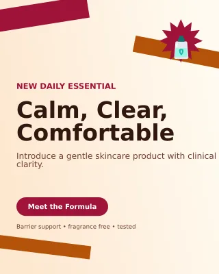 Kinetic Skincare Launch Portrait Post — editable white beauty and fashion template, instagram portrait