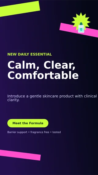 Kinetic Skincare Launch Story — editable black beauty and fashion template, story / reel