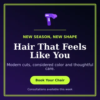 Luxe Hair Salon Square Post — editable black beauty and fashion template, instagram post