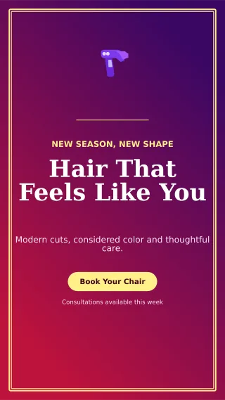 Luxe Hair Salon Story — editable purple beauty and fashion template, story / reel