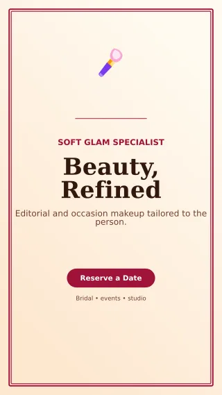 Luxe Makeup Artist Story — editable white beauty and fashion template, story / reel