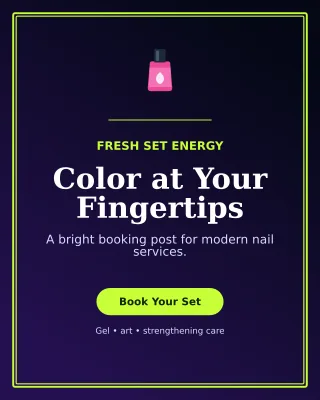 Luxe Nail Studio Portrait Post — editable black beauty and fashion template, instagram portrait