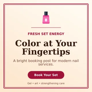 Luxe Nail Studio Square Post — editable white beauty and fashion template, instagram post