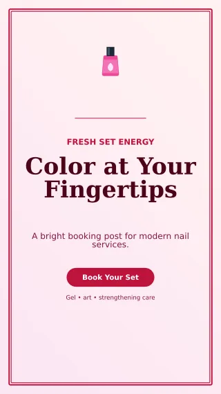 Luxe Nail Studio Story — editable white beauty and fashion template, story / reel