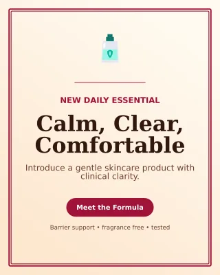Luxe Skincare Launch Portrait Post — editable white beauty and fashion template, instagram portrait