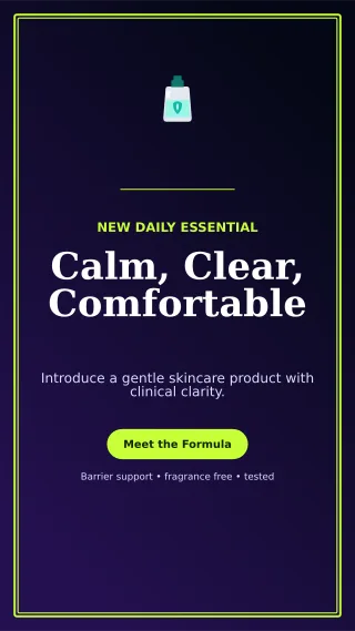 Luxe Skincare Launch Story — editable black beauty and fashion template, story / reel