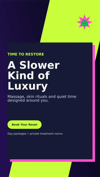 Neo Spa Retreat Story — editable black beauty and fashion template, story / reel