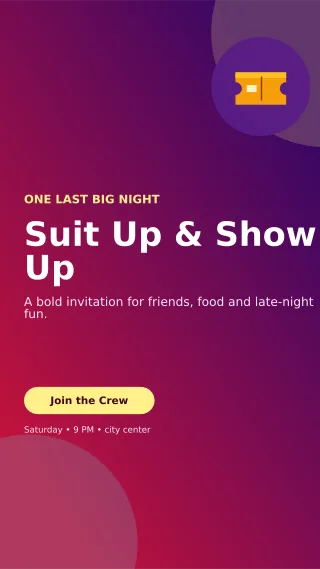 Aurora Bachelor Party Story — editable purple celebration template, story / reel