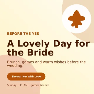 Aurora Bridal Shower Square Post — editable white celebration template, instagram post