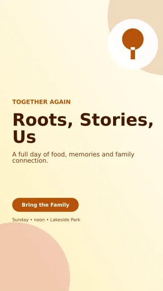 Aurora Family Reunion Story — editable white celebration template, story / reel