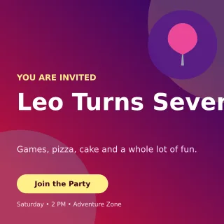Aurora Kids Birthday Square Post — editable purple celebration template, instagram post