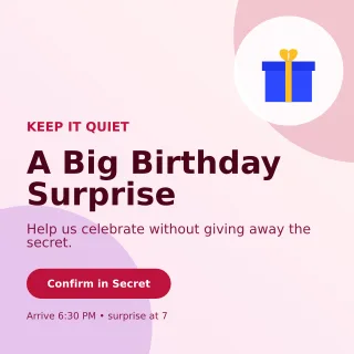 Aurora Surprise Party Square Post — editable white celebration template, instagram post