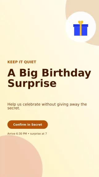 Aurora Surprise Party Story — editable white celebration template, story / reel
