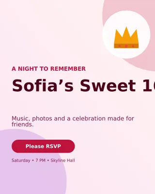 Aurora Sweet Sixteen Portrait Post — editable white celebration template, instagram portrait