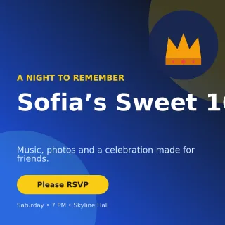 Aurora Sweet Sixteen Square Post — editable blue celebration template, instagram post