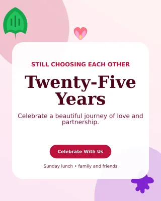 Botanical Anniversary Celebration Portrait Post — editable white celebration template, instagram portrait