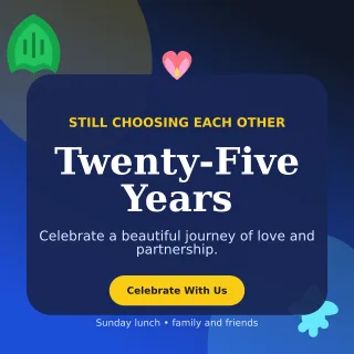 Botanical Anniversary Celebration Square Post — editable blue celebration template, instagram post