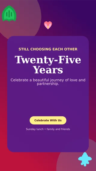 Botanical Anniversary Celebration Story — editable purple celebration template, story / reel