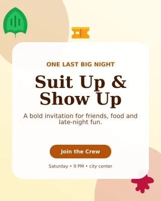 Botanical Bachelor Party Portrait Post — editable white celebration template, instagram portrait