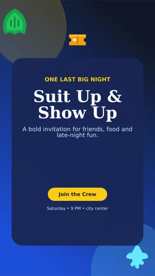 Botanical Bachelor Party Story — editable blue celebration template, story / reel